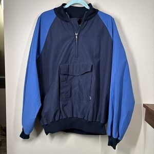 MOTHER KARENS - Mens Vintage 80s Blue 2 Tone 1/2 Zip Pullover Powder Jacket L-XL